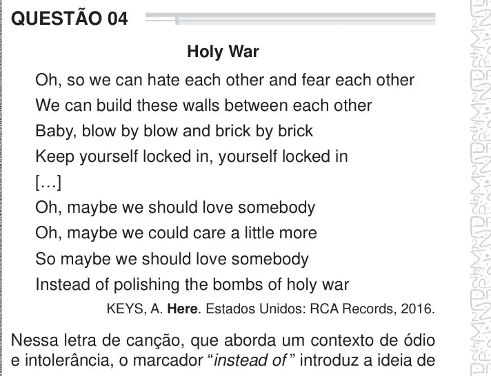 Enunciado da questão 4 do ENEM 2024