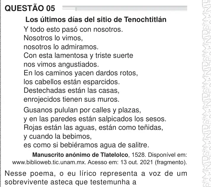 Enunciado da questão 5 do ENEM 2024