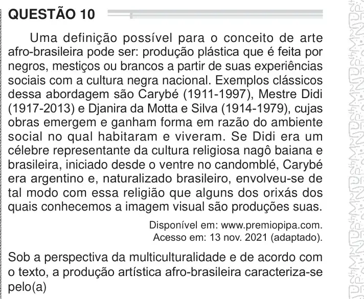 Enunciado da questão 10 do ENEM 2024 Dia 1