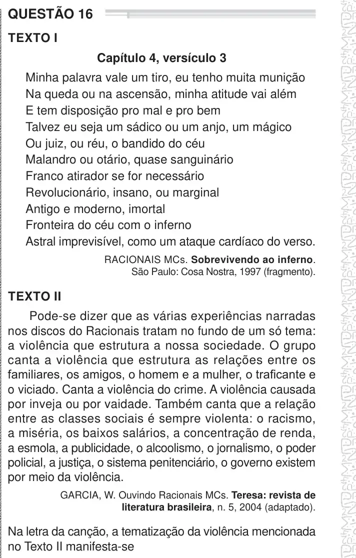 Enunciado da questão 16 do ENEM 2024 Dia 1
