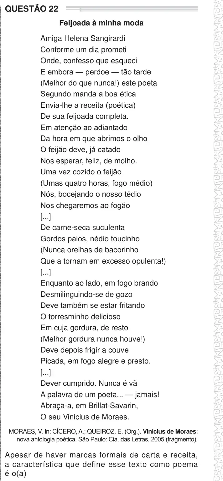 Enunciado da questão 22 do ENEM 2024 Dia 1