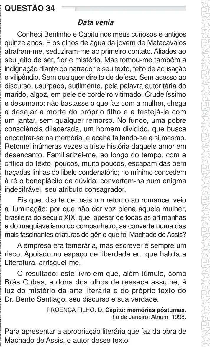 Enunciado da questão 34 do ENEM 2024 Dia 1