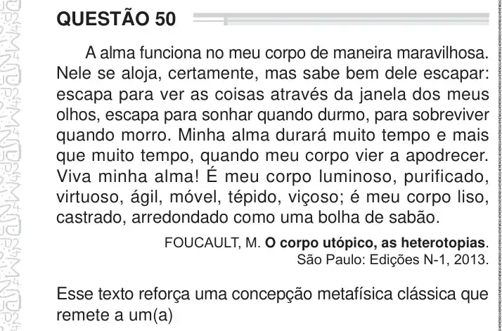 Enunciado da questão 50 do ENEM 2024 Dia 1