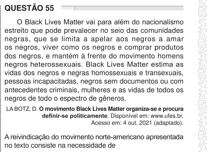 Enunciado da questão 55 do ENEM 2024 Dia 1