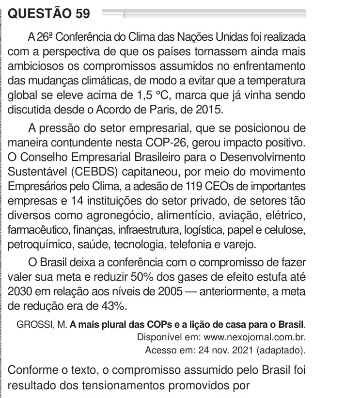 Enunciado da questão 59 do ENEM 2024 Dia 1