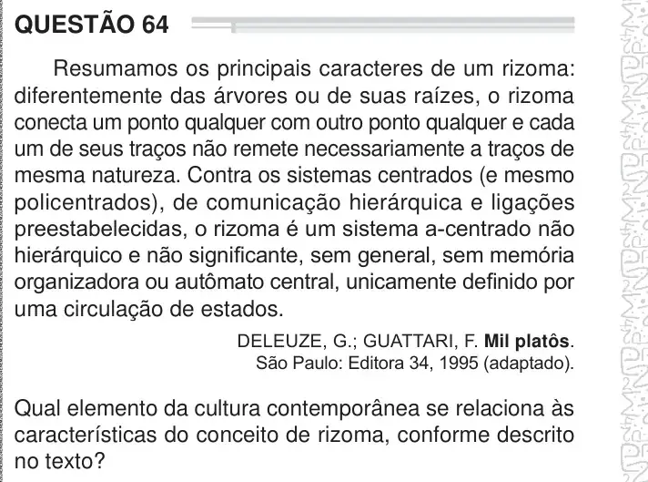 Enunciado da questão 64 do ENEM 2024 Dia 1