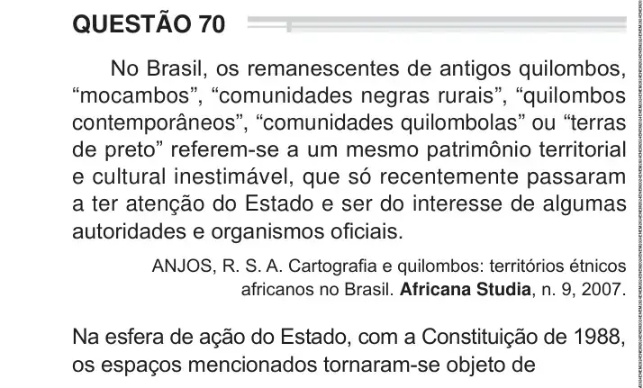 Enunciado da questão 70 do ENEM 2024 Dia 1