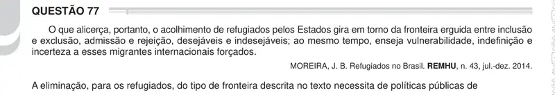 Enunciado da questão 77 do ENEM 2024 Dia 1