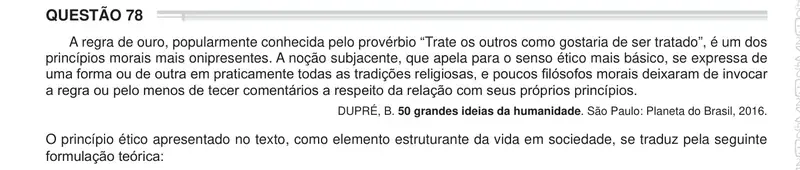 Enunciado da questão 78 do ENEM 2024 Dia 1