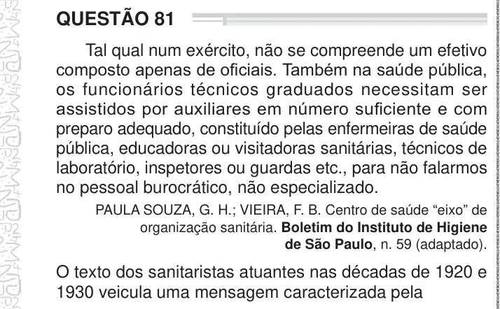 Enunciado da questão 81 do ENEM 2024 Dia 1