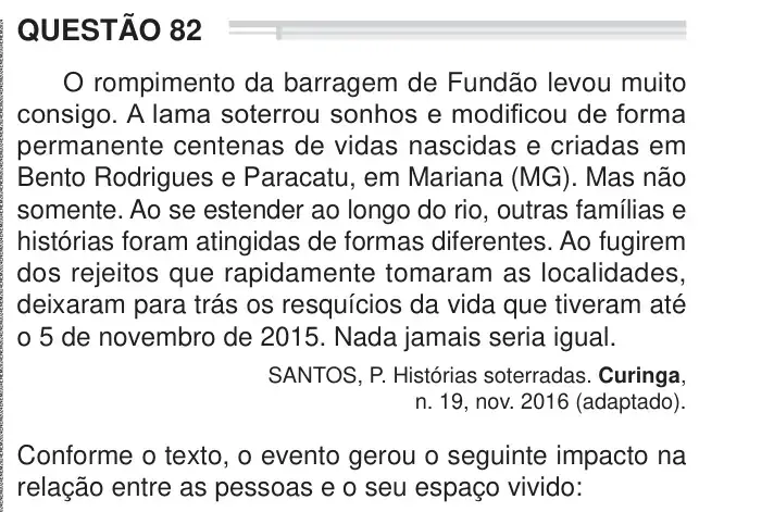 Enunciado da questão 82 do ENEM 2024 Dia 1