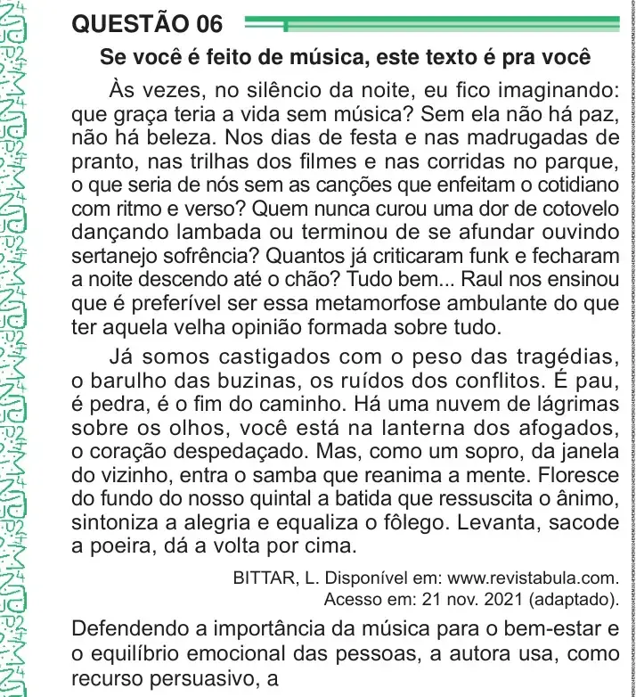 Enunciado da questão 6 do ENEM 2024 Dia 1