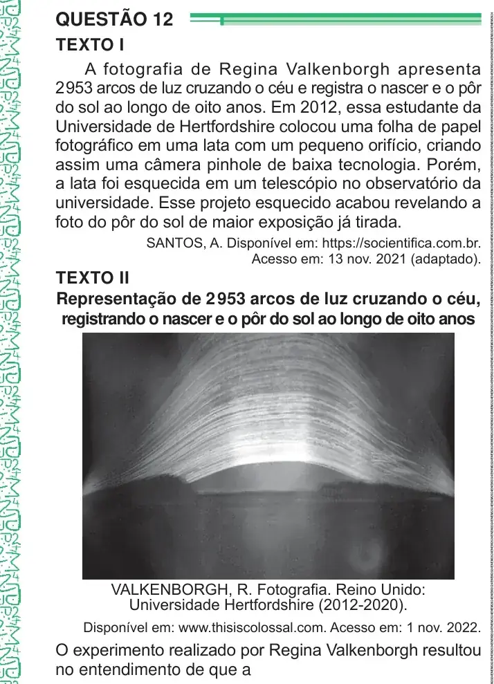 Enunciado da questão 12 do ENEM 2024 Dia 1