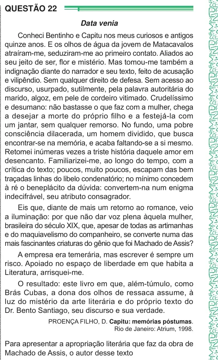 Enunciado da questão 22 do ENEM 2024 Dia 1