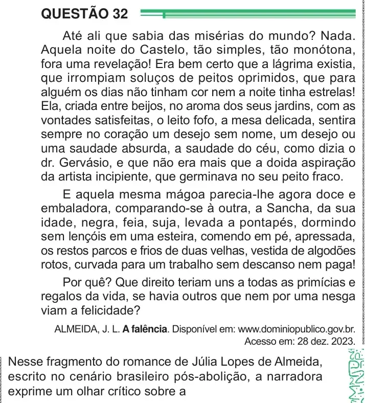 Enunciado da questão 32 do ENEM 2024 Dia 1