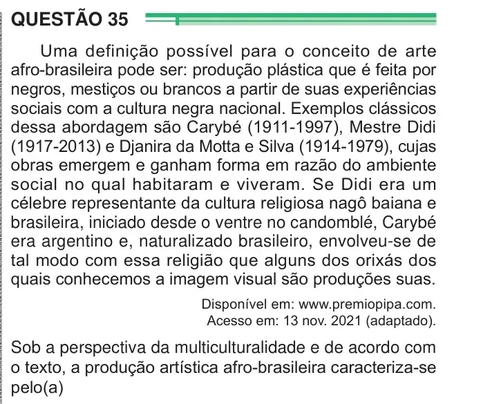Enunciado da questão 35 do ENEM 2024 Dia 1