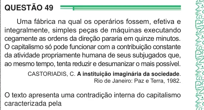 Enunciado da questão 49 do ENEM 2024 Dia 1