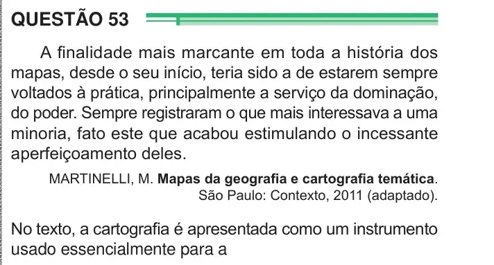 Enunciado da questão 53 do ENEM 2024 Dia 1