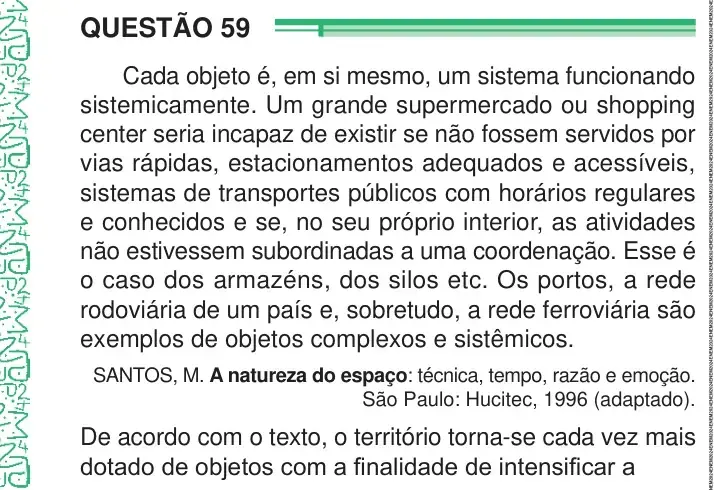 Enunciado da questão 59 do ENEM 2024 Dia 1
