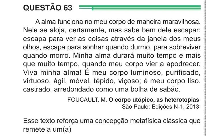 Enunciado da questão 63 do ENEM 2024 Dia 1
