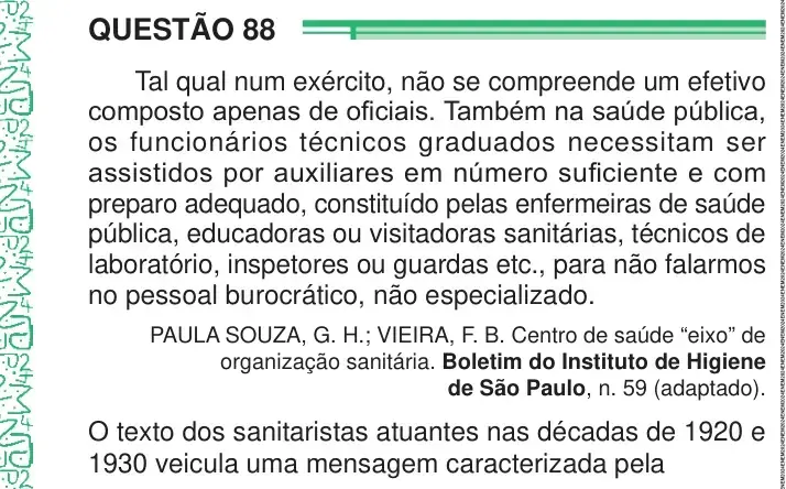 Enunciado da questão 88 do ENEM 2024 Dia 1