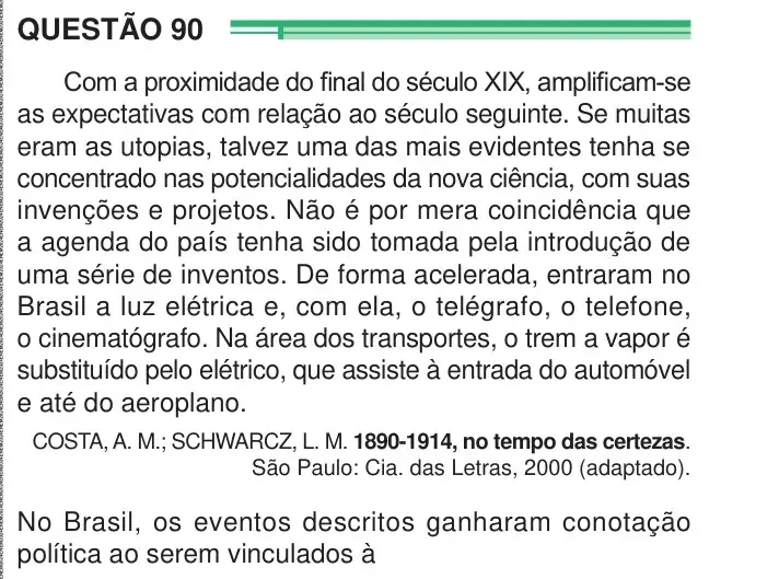 Enunciado da questão 90 do ENEM 2024 Dia 1