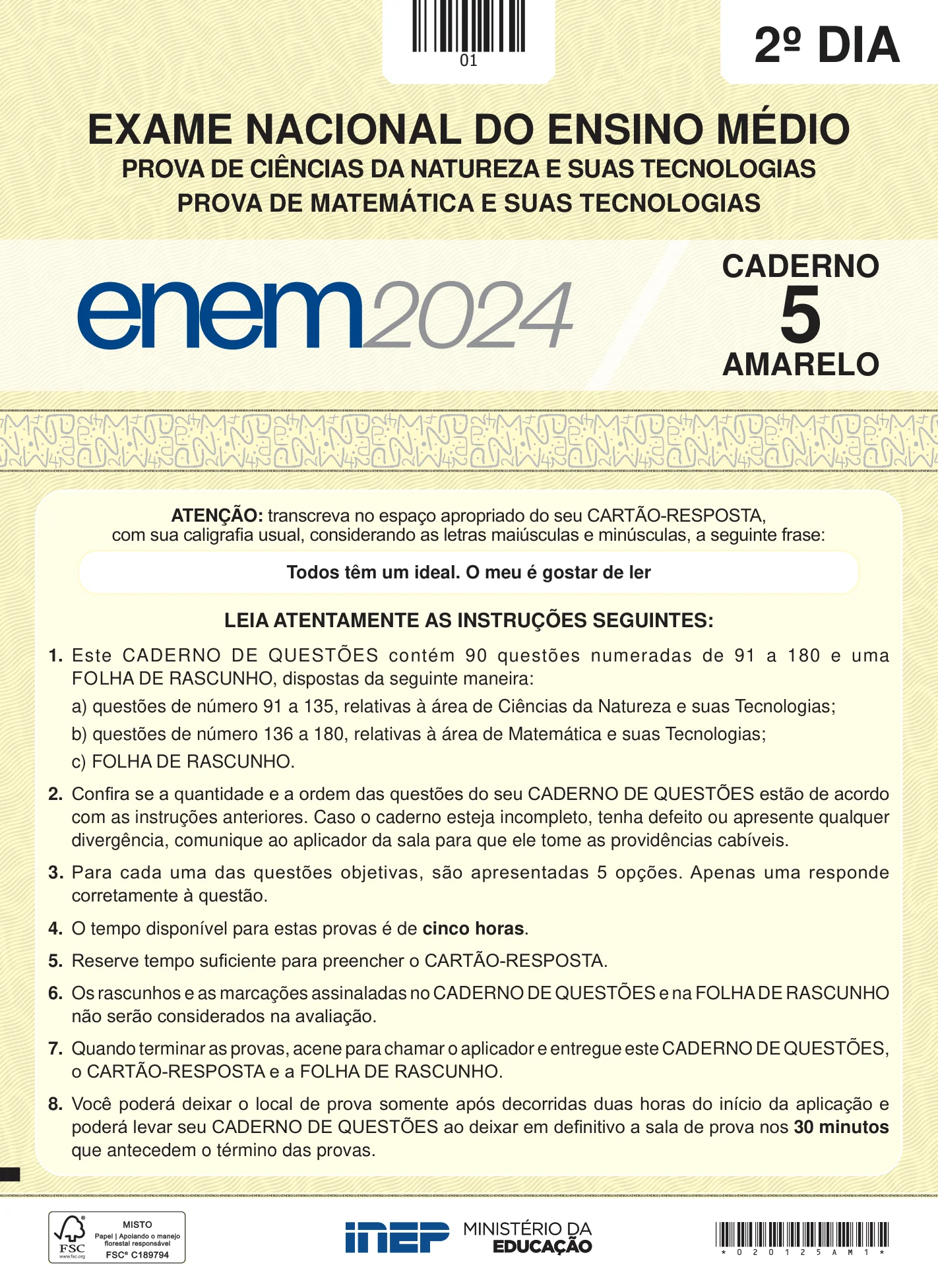 ENEM 2024 Dia 2 Caderno Amarelo