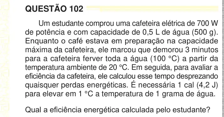 Enunciado da questão 102 do ENEM 2024 Dia 2