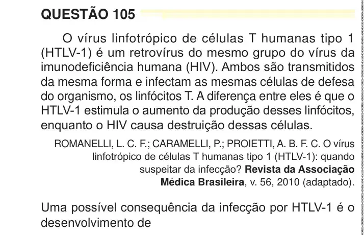 Enunciado da questão 105 do ENEM 2024 Dia 2