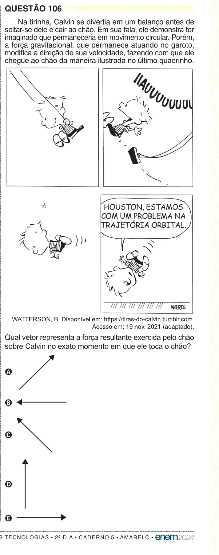 Enunciado da questão 106 do ENEM 2024 Dia 2