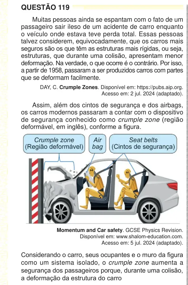 Enunciado da questão 119 do ENEM 2024 Dia 2