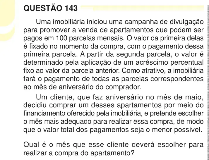 Enunciado da questão 143 do ENEM 2024 Dia 2