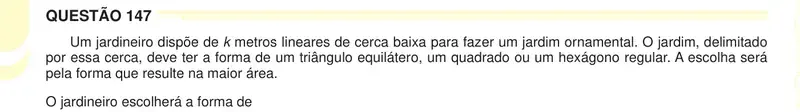 Enunciado da questão 147 do ENEM 2024 Dia 2