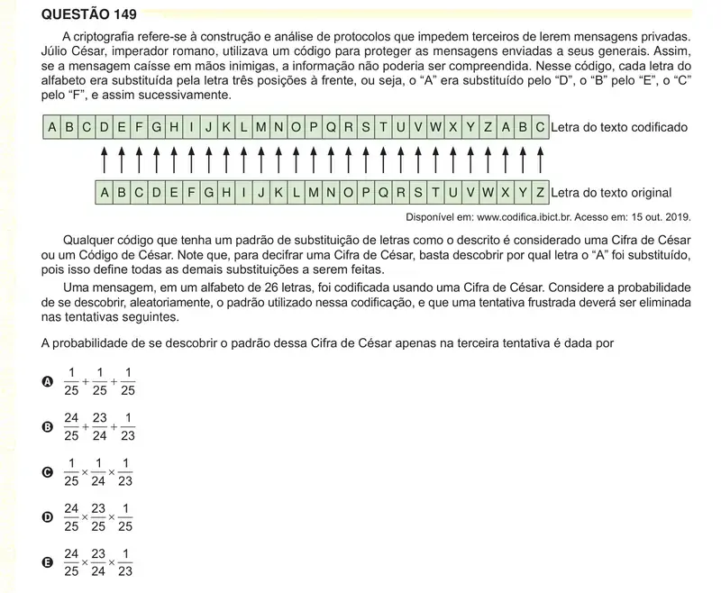Enunciado da questão 149 do ENEM 2024 Dia 2
