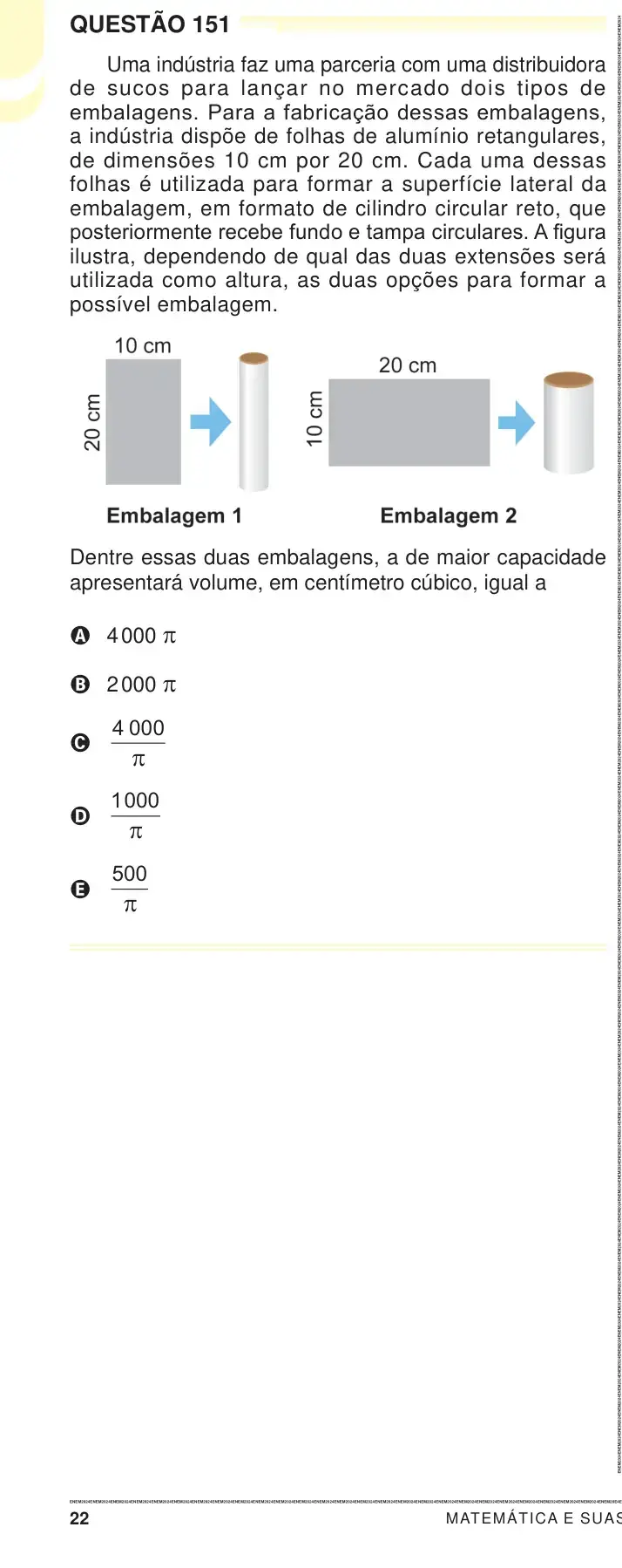 Enunciado da questão 151 do ENEM 2024 Dia 2