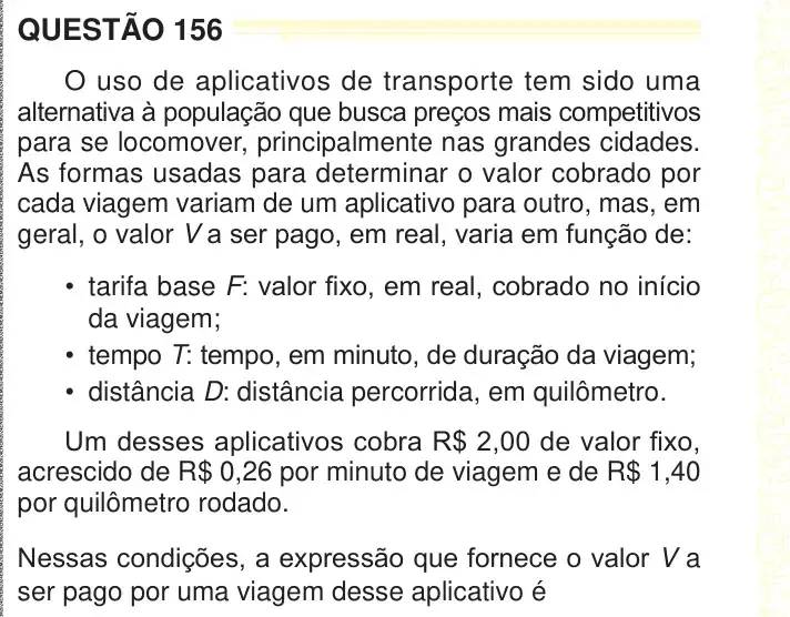 Enunciado da questão 156 do ENEM 2024 Dia 2