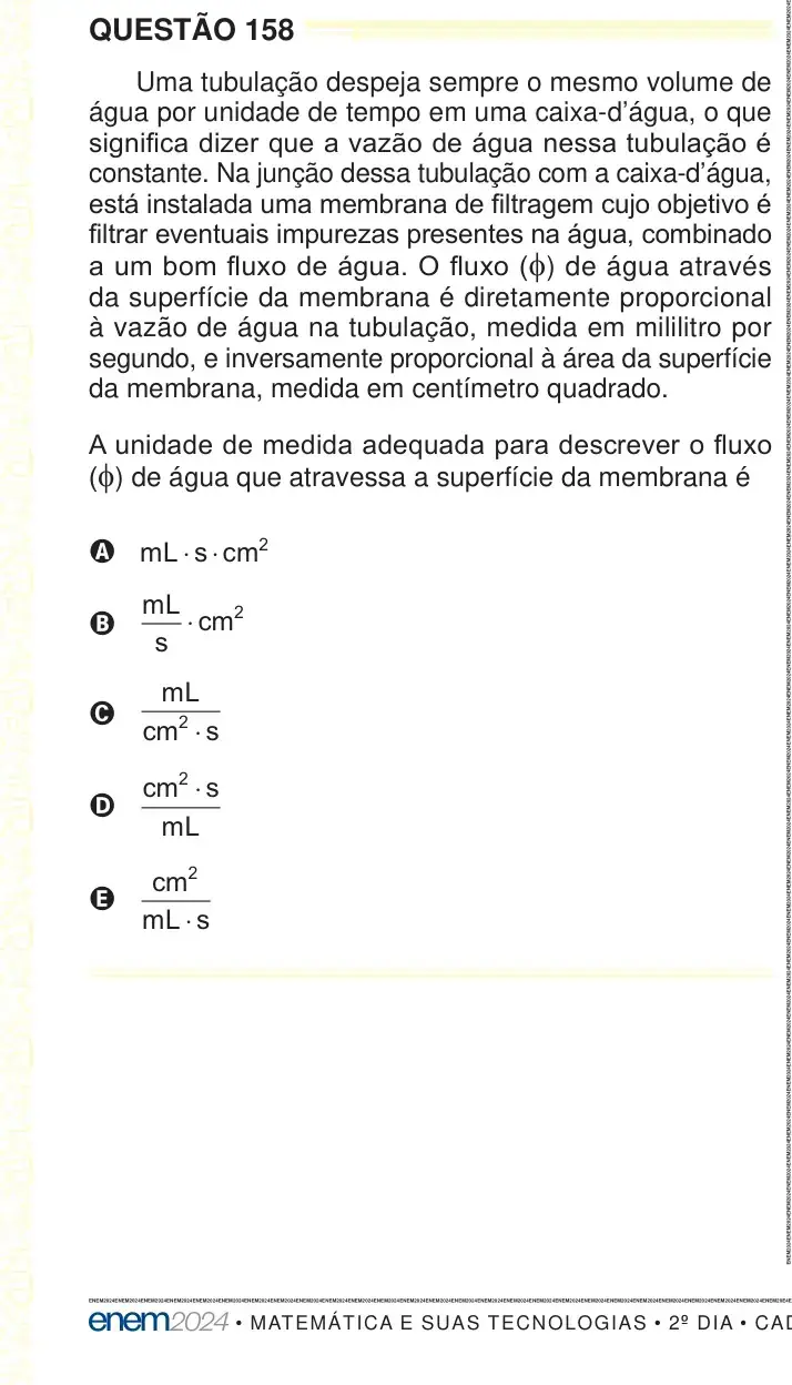 Enunciado da questão 158 do ENEM 2024 Dia 2