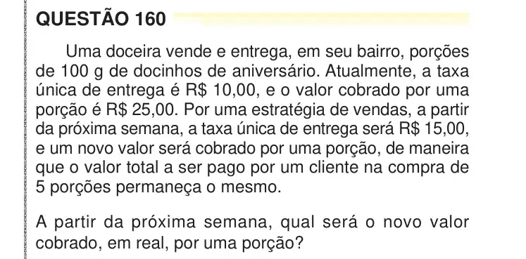 Enunciado da questão 160 do ENEM 2024 Dia 2