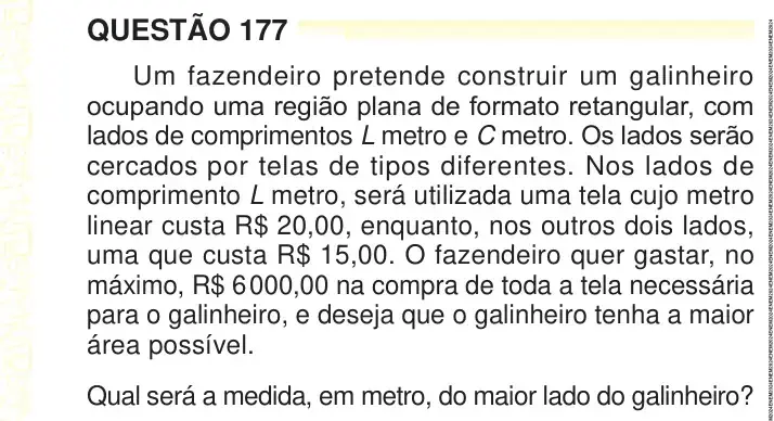 Enunciado da questão 177 do ENEM 2024 Dia 2