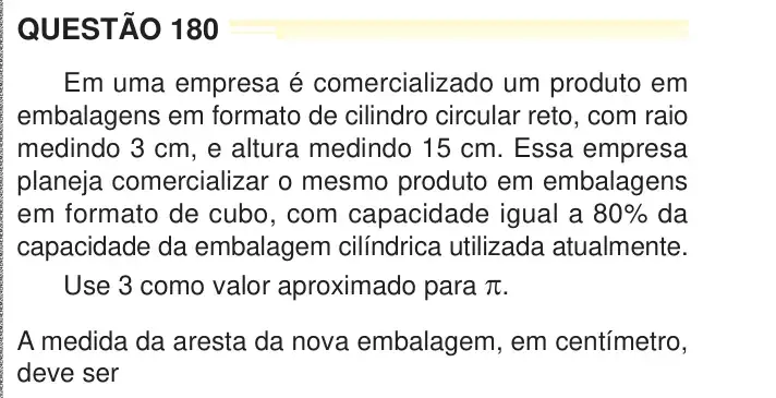 Enunciado da questão 180 do ENEM 2024 Dia 2