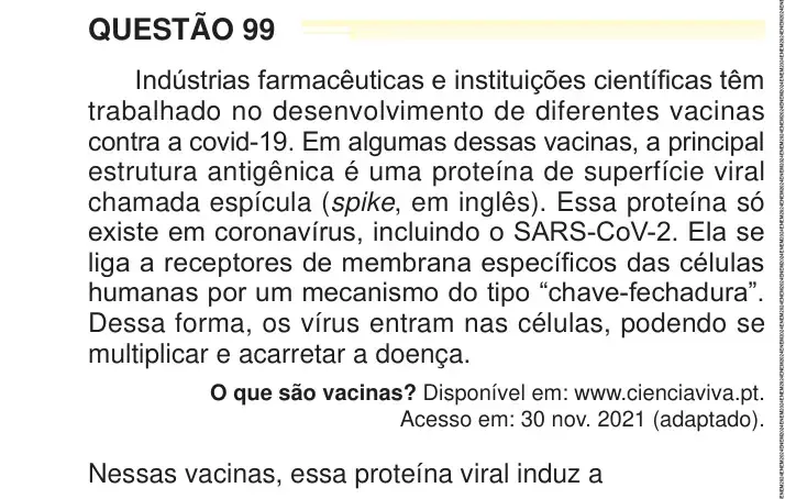 Enunciado da questão 99 do ENEM 2024 Dia 2