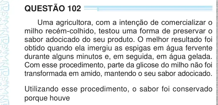 Enunciado da questão 102 do ENEM 2024