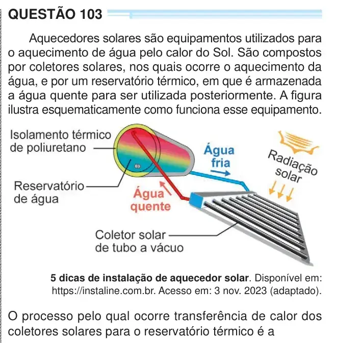 Enunciado da questão 103 do ENEM 2024