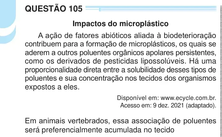 Enunciado da questão 105 do ENEM 2024