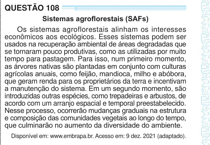 Enunciado da questão 108 do ENEM 2024