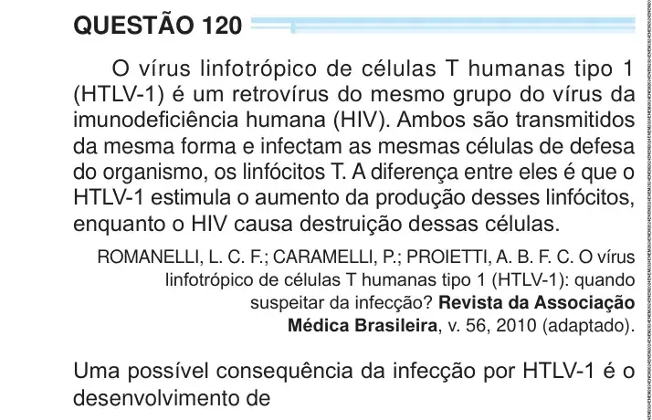Enunciado da questão 120 do ENEM 2024