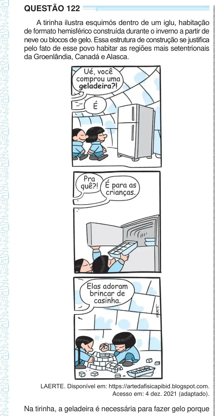 Enunciado da questão 122 do ENEM 2024