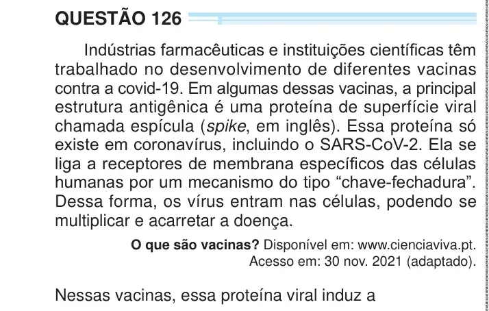 Enunciado da questão 126 do ENEM 2024