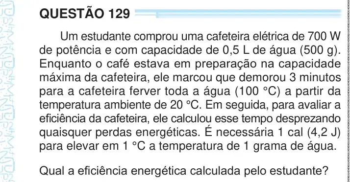 Enunciado da questão 129 do ENEM 2024