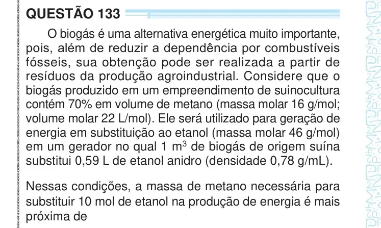 Enunciado da questão 133 do ENEM 2024